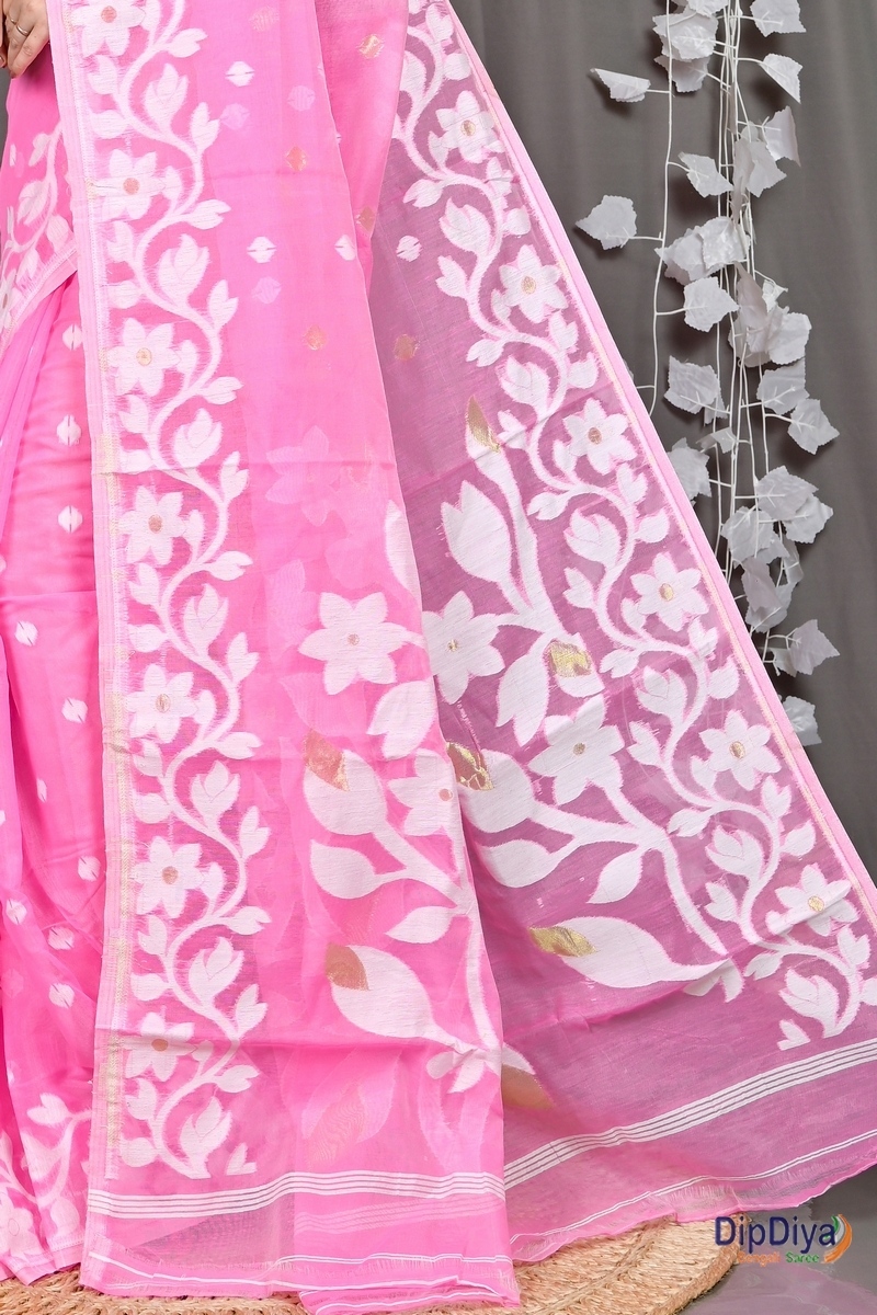 Pink Cotton Blended Parinit Jamdani Saree (340)